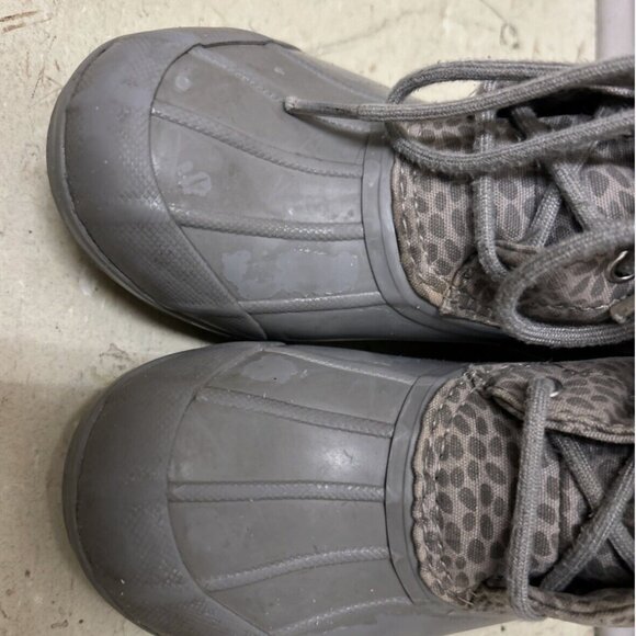 SPERRY Rain Boots Gray Waterproof Rain Boot Rubber Sz 1 Cheetah - Picture 2 of 6